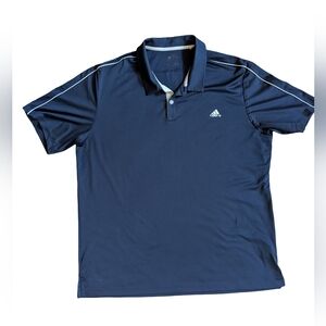 Adidas Polo Shirt Golf Performance Line Moisture Wicking Navy White XL Flaw
